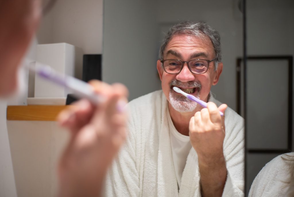 oral care dementia senior brushing teeth