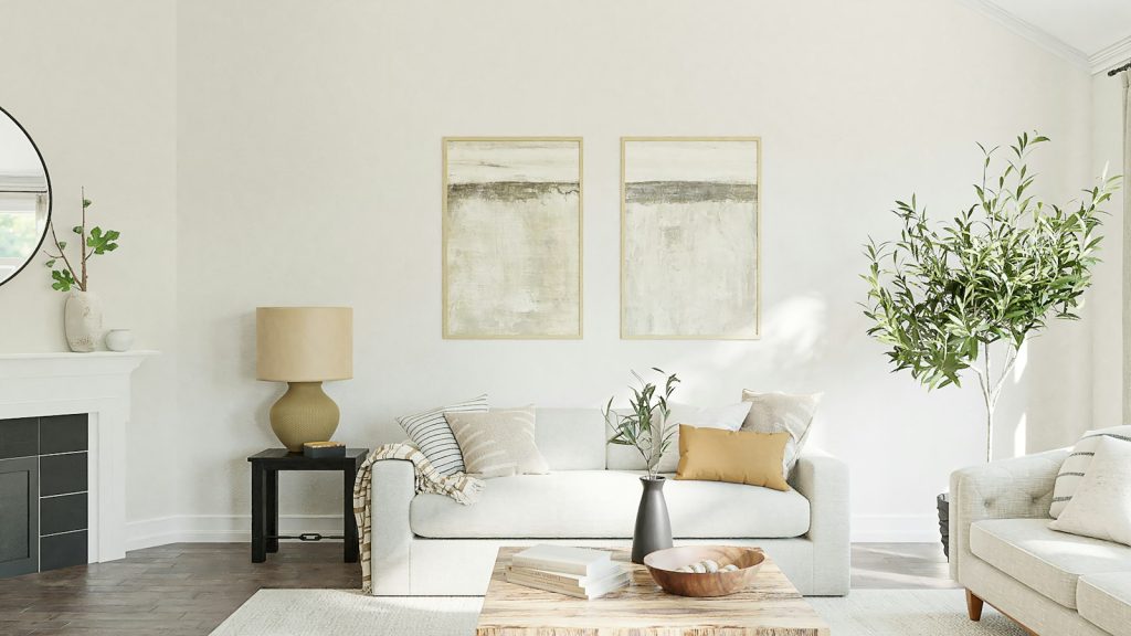Dementia home safety: a bright, uncluttered Florida living room with clear walkways